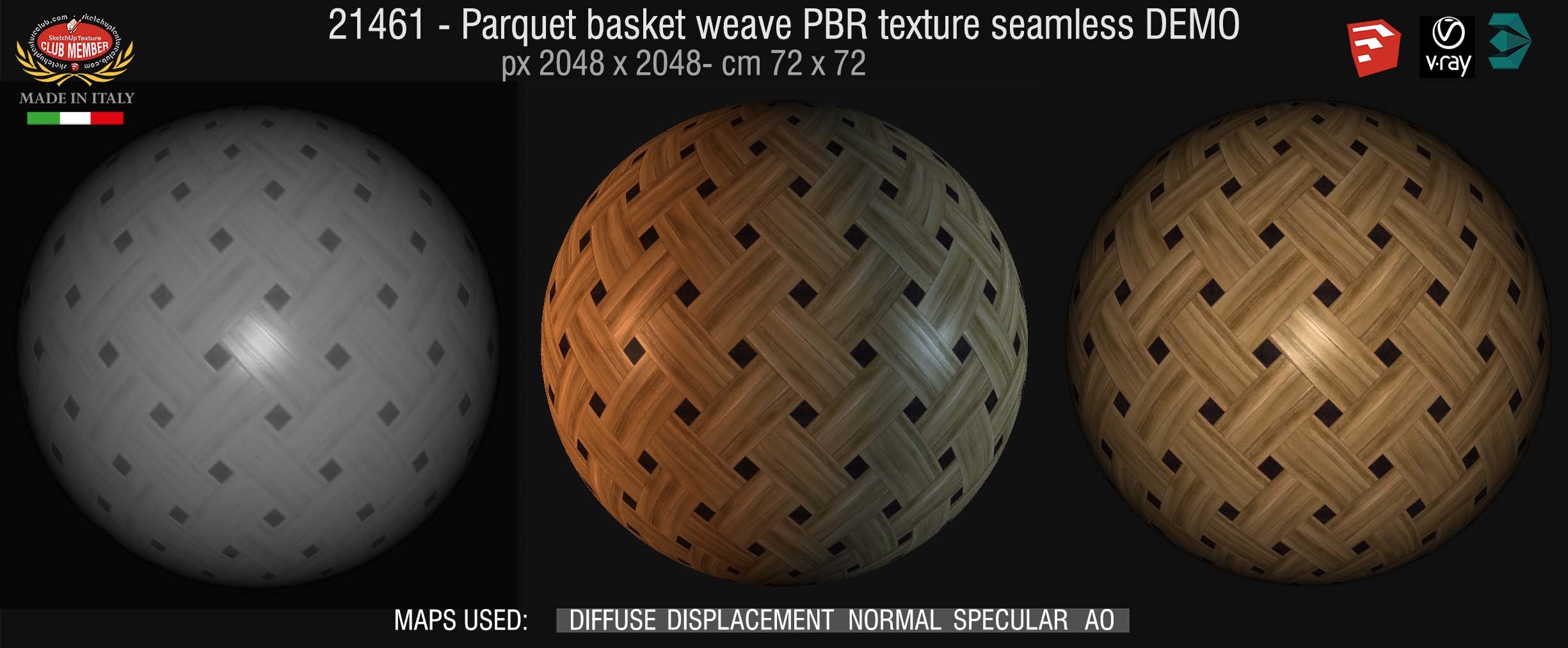 21461 Parquet basket weave PBR texture seamless DEMO