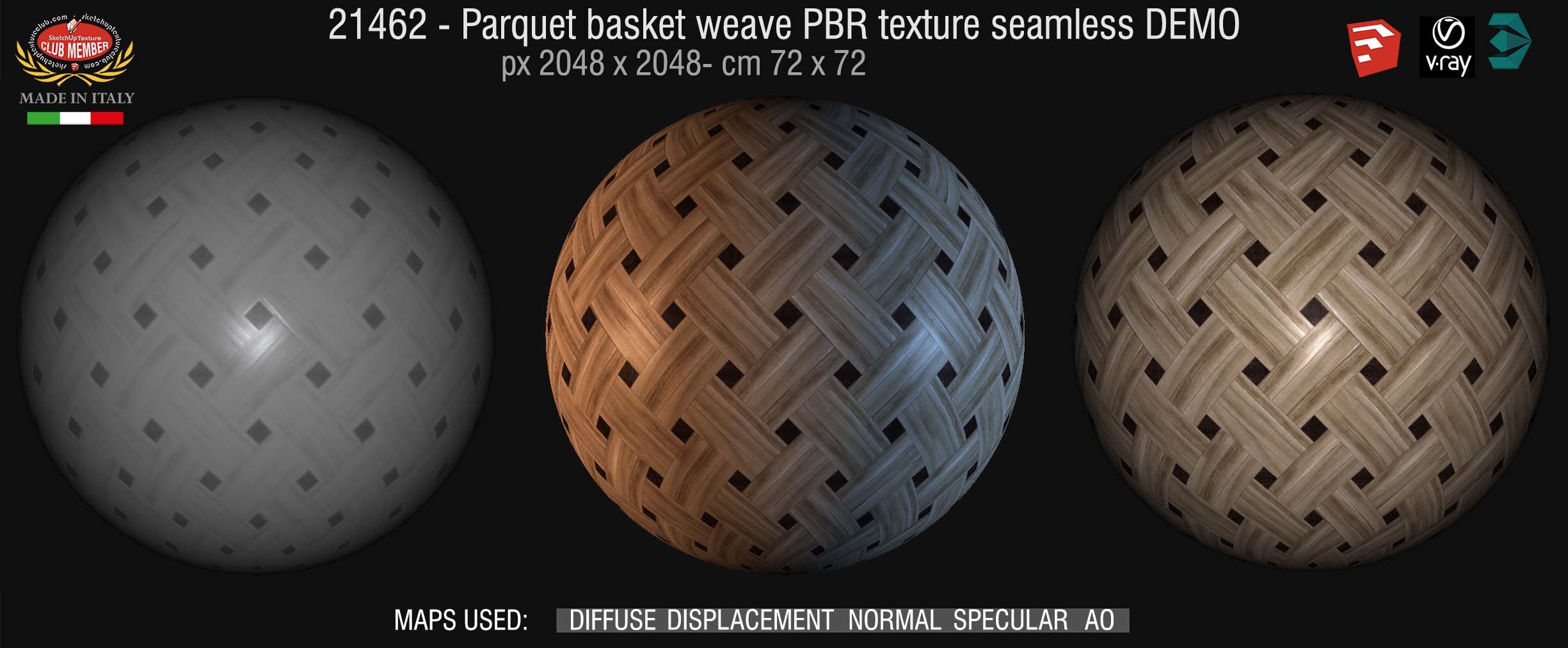 21642 Parquet basket weave PBR texture seamless