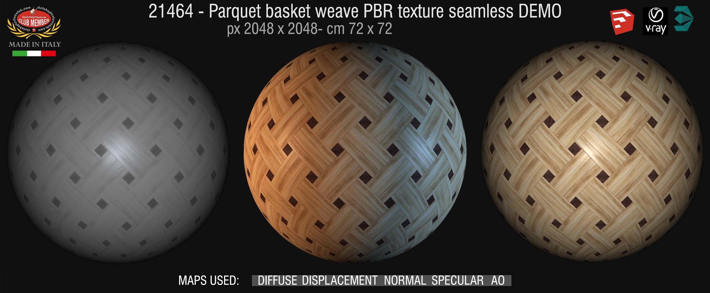 21464 Parquet basket weave PBR texture seamless DEMO