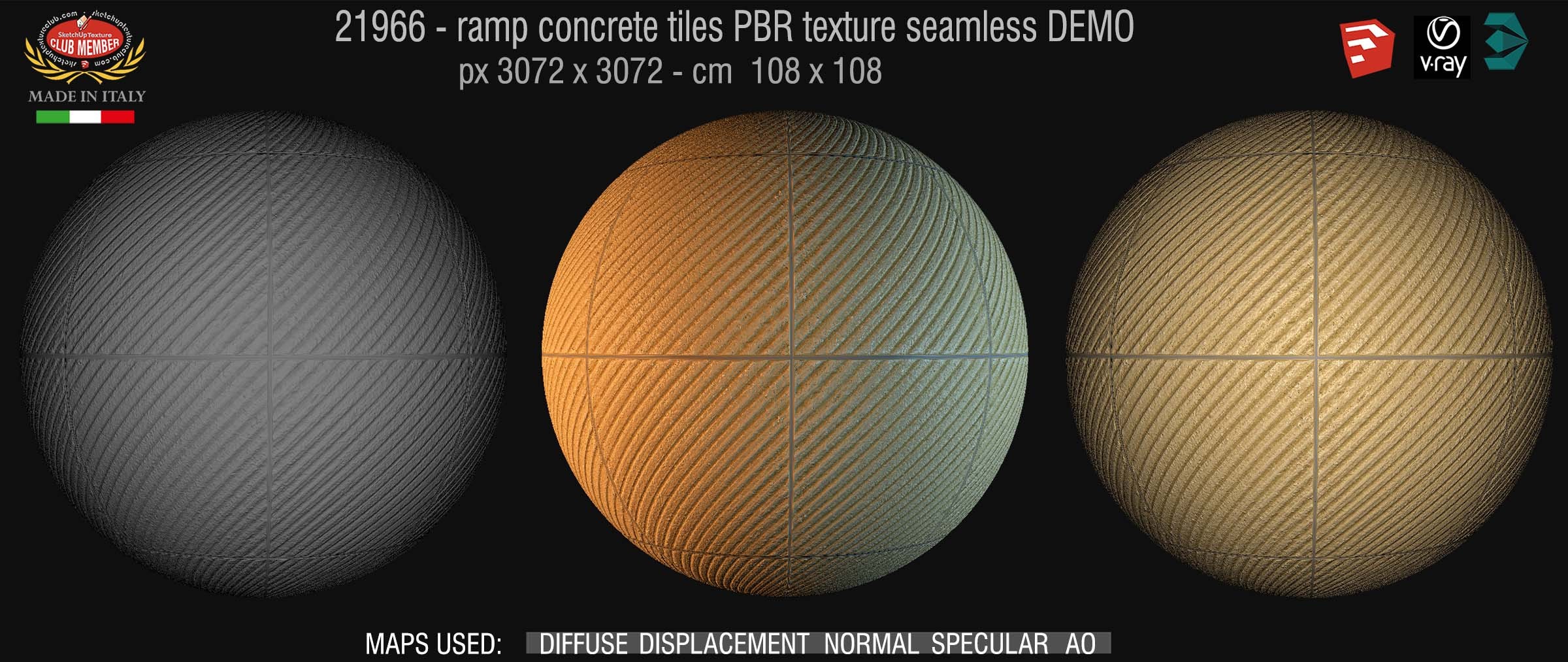 21966 Ramp concrete tiles PBR texture seamless DEMO