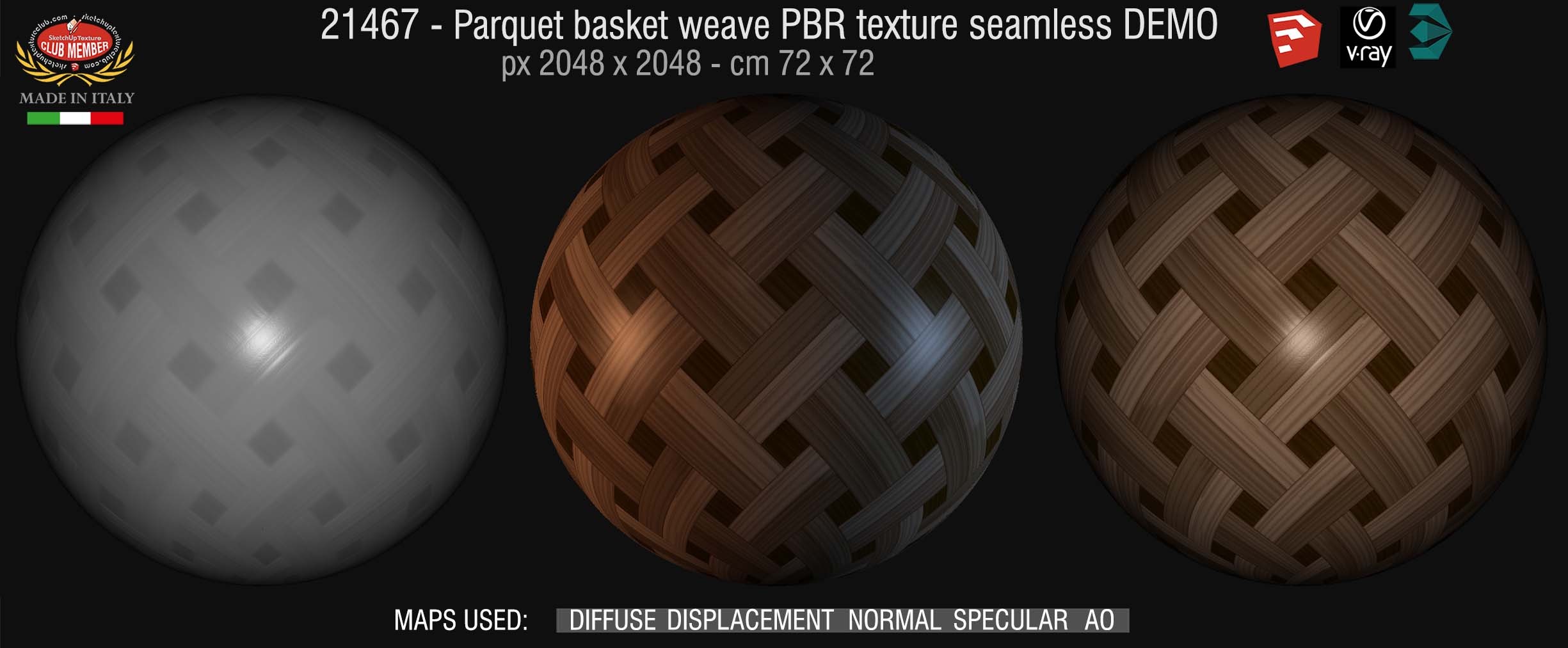 21467 Parquet basket weave PBR texture seamless DEMO