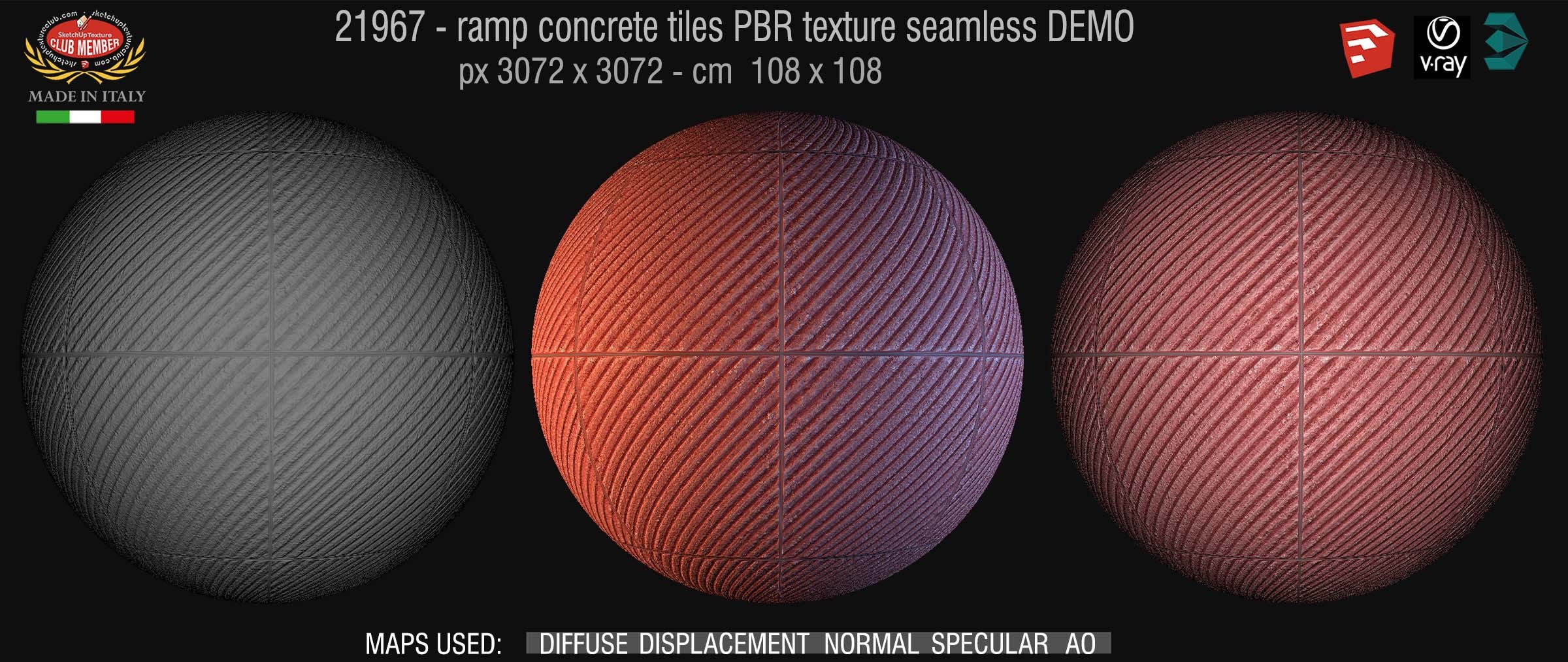 21967 Ramp concrete tiles PBR texture seamless DEMO