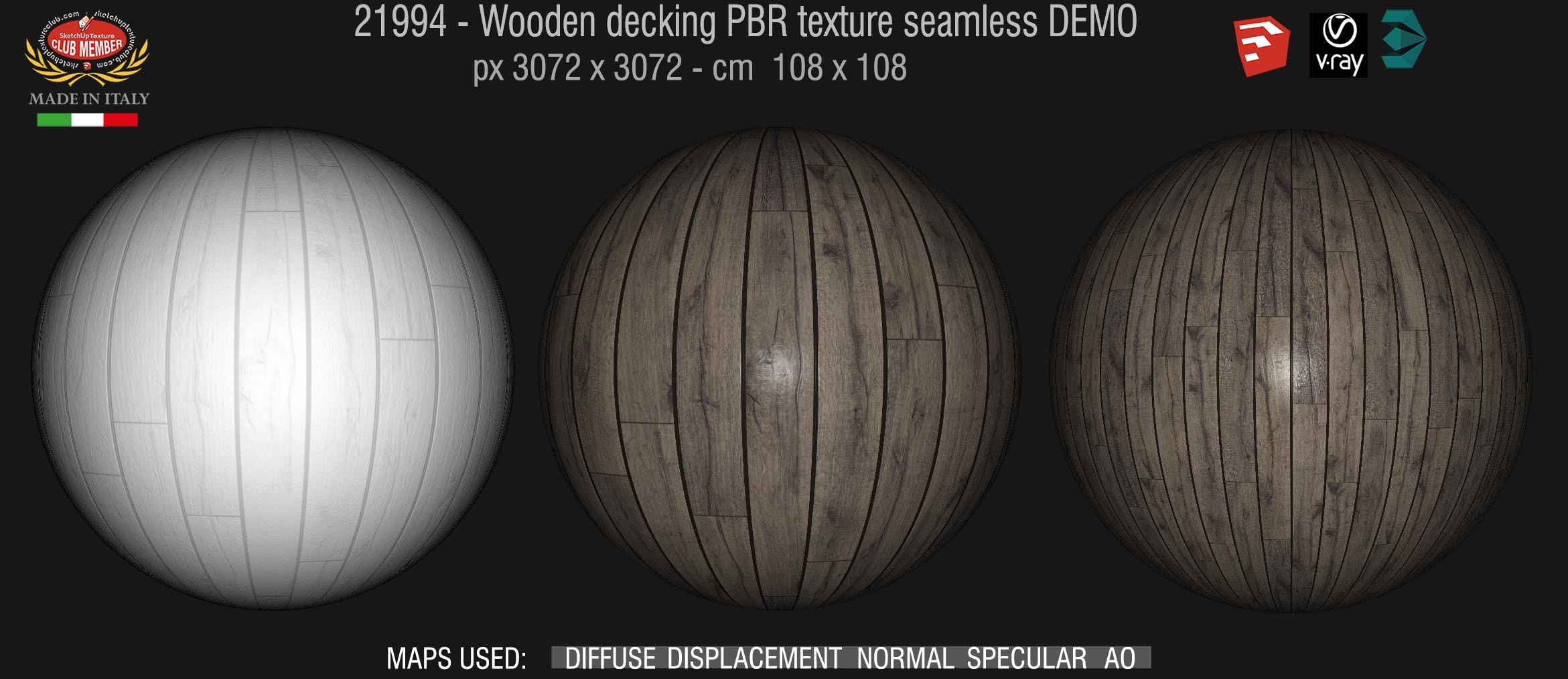 21994 Wooden decking PBR texture seamless DEMO