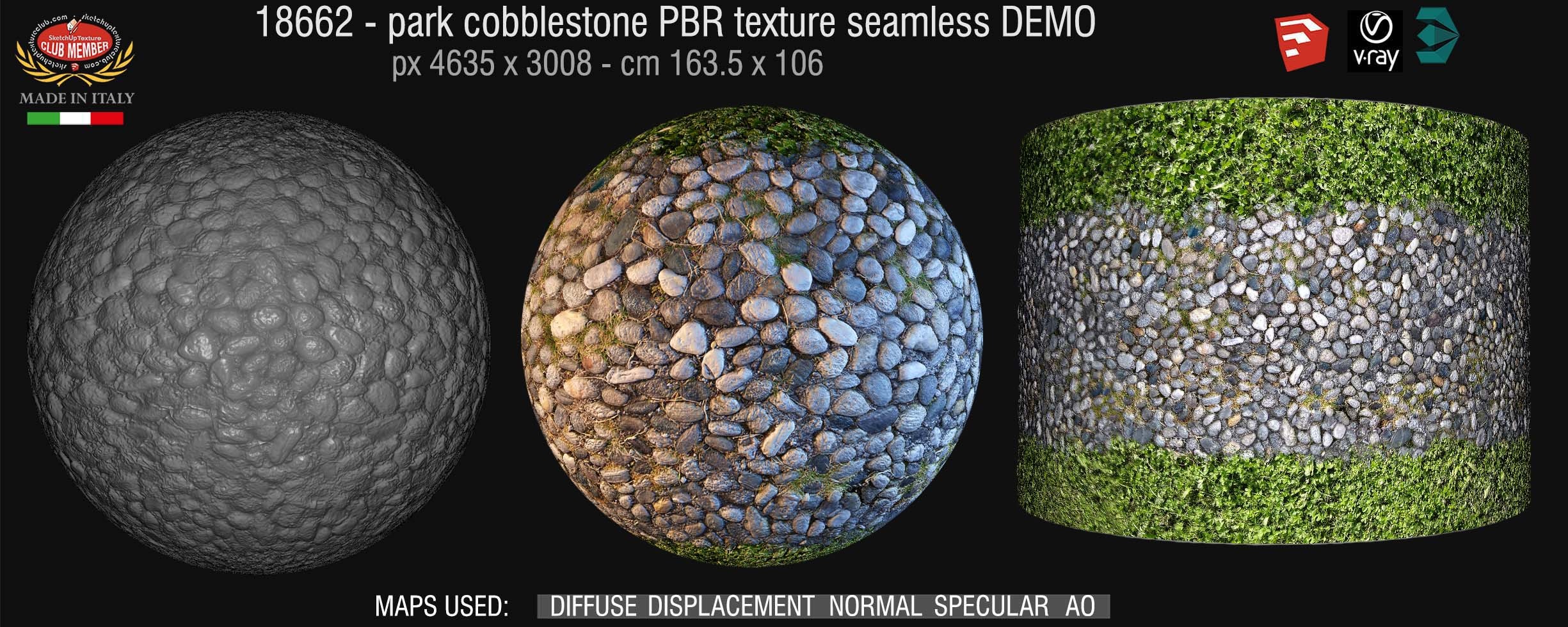 18662_2 park cobblestone paving PBR texture seamless DEMO