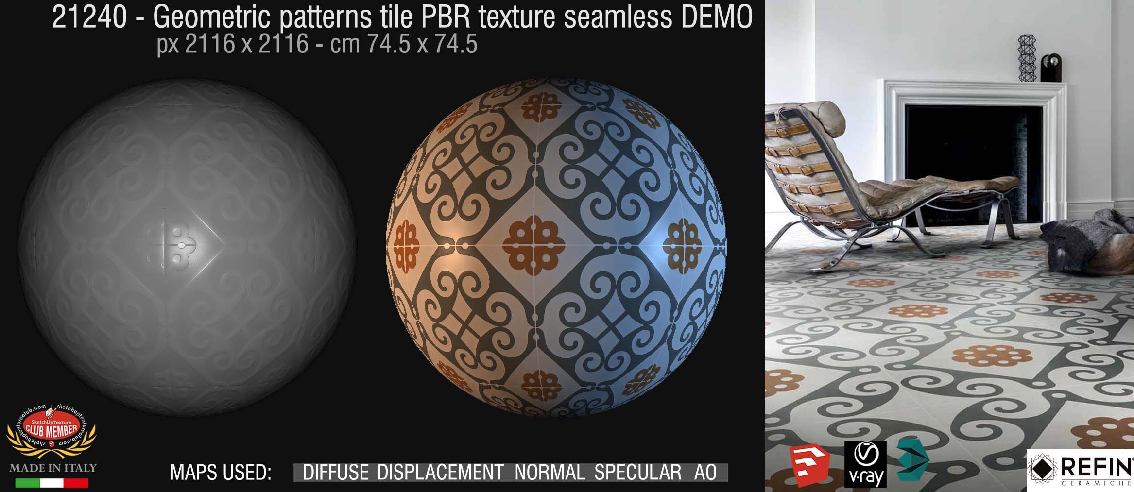 21240 Geometric patterns tile PBR texture DEMO