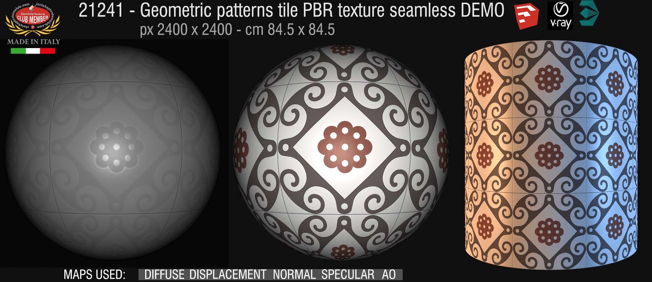 21241 Geometric patterns tile PBR texture DEMO