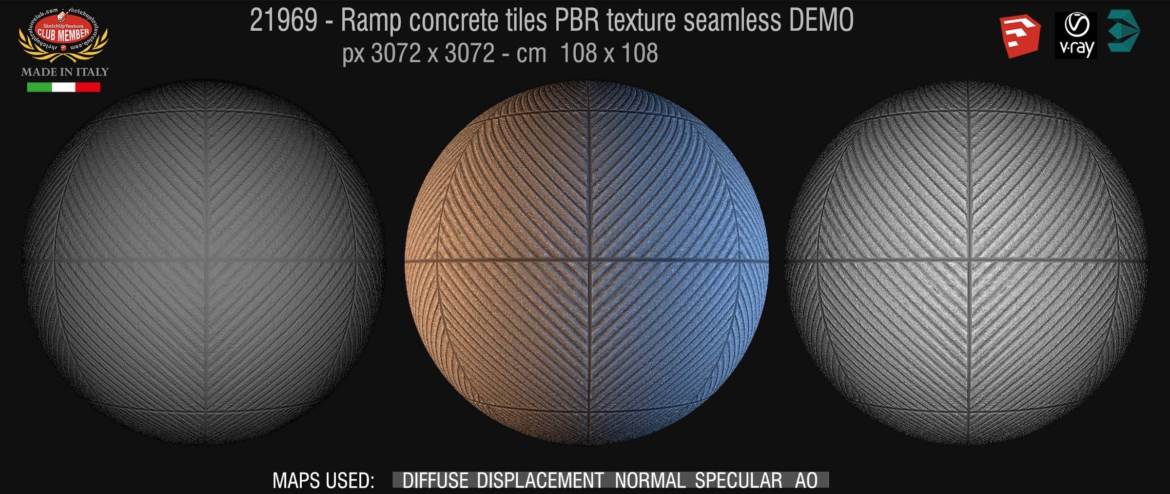 21969 Ramp concrete tiles PBR texture seamless DEMO