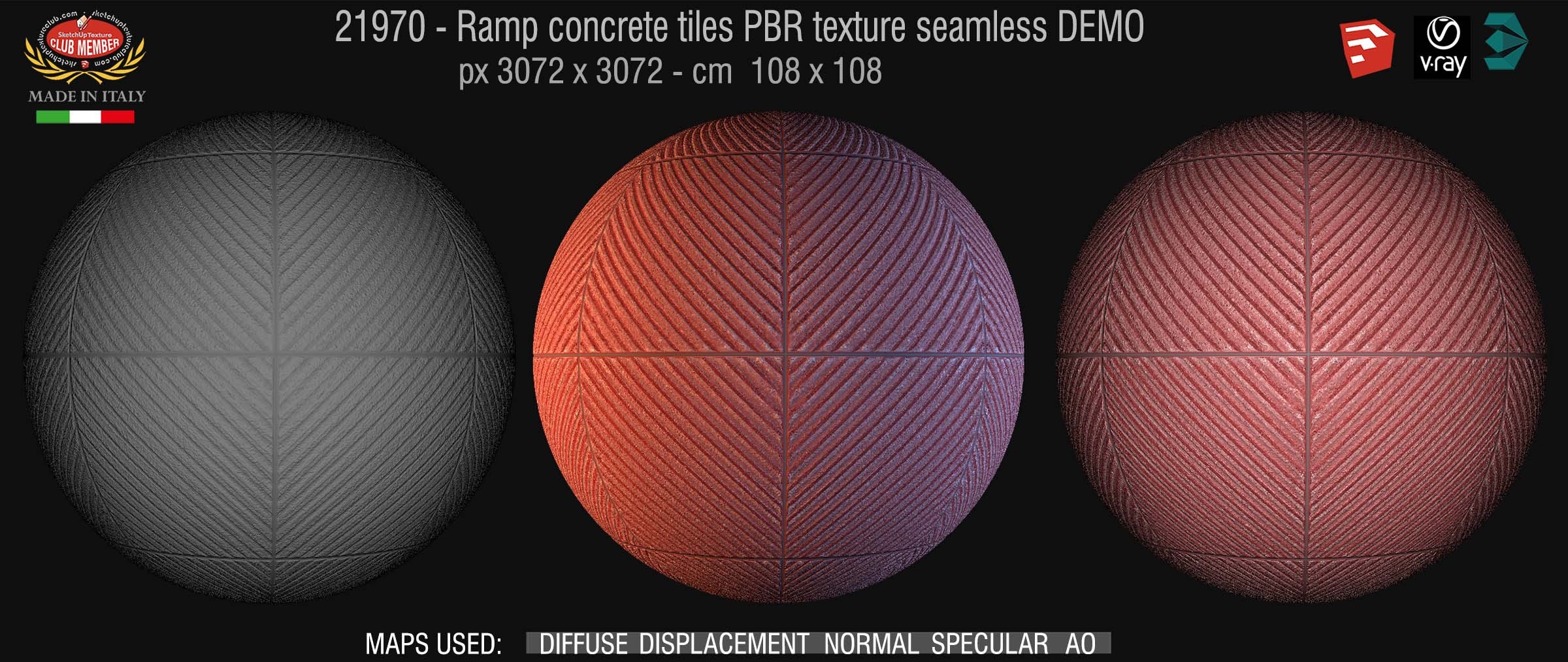 21970 Ramp concrete tiles PBR texture seamless DEMO