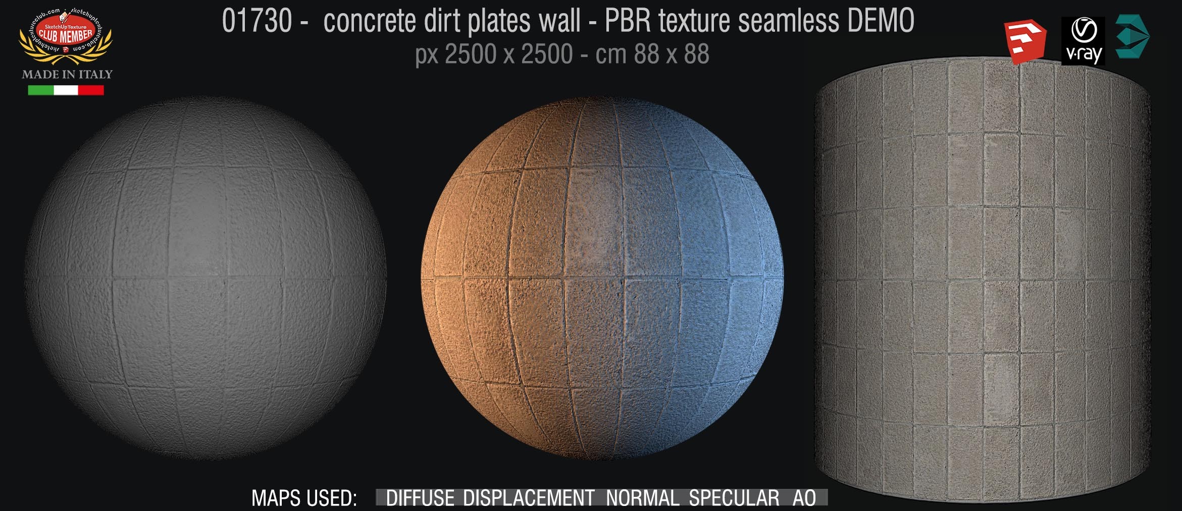 01730 concrete dirt plates wall PBR texture seamless DEMO