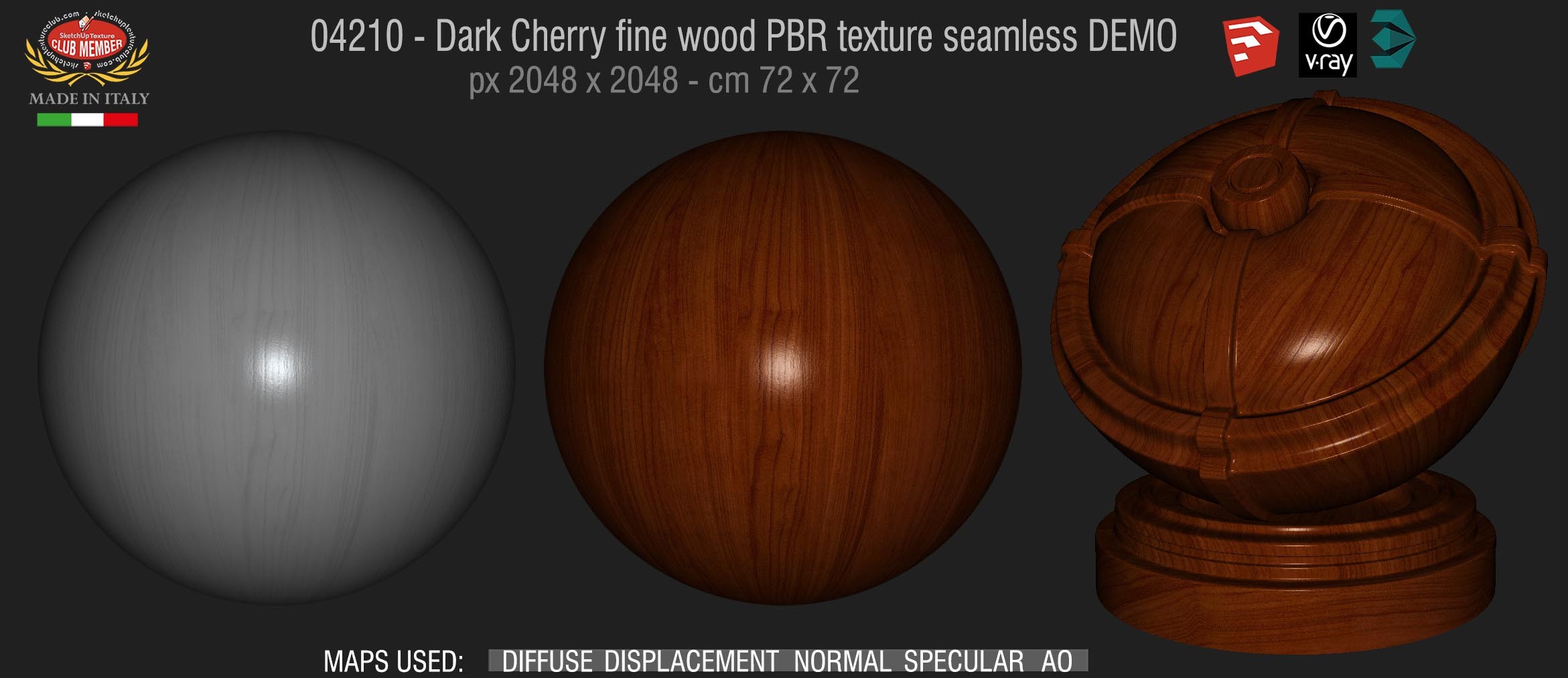 04210 Dark Cherry fine wood PBR texture seamless DEMO