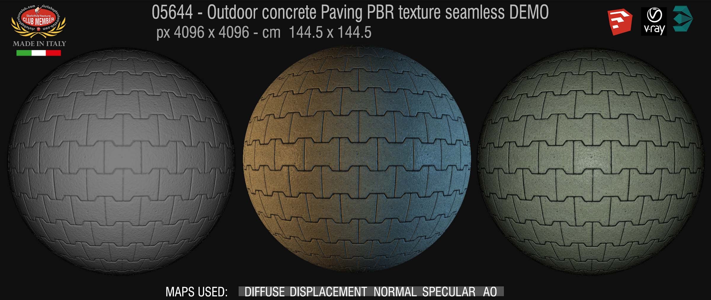 05644 Paving outdoor concrete regular block PBR texture seamless DEMO