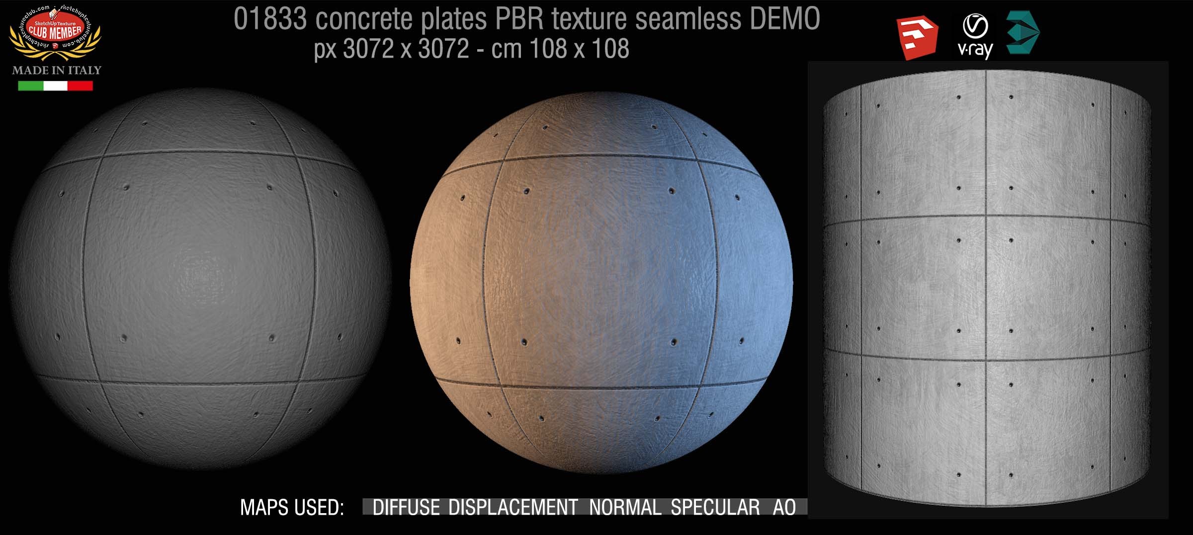 01833 Tadao Ando concrete plates PBR texture seamless DEMO