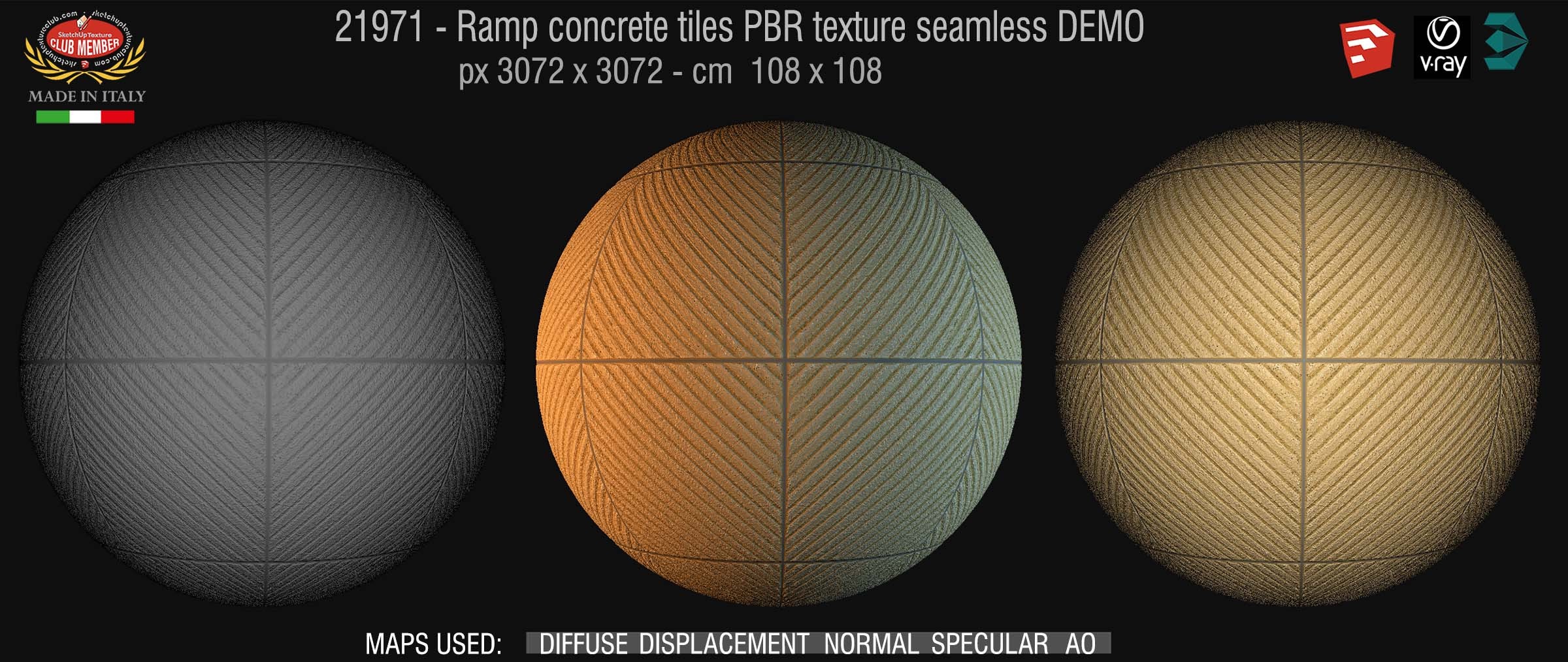 21971 Ramp concrete tiles PBR texture seamless DEMO