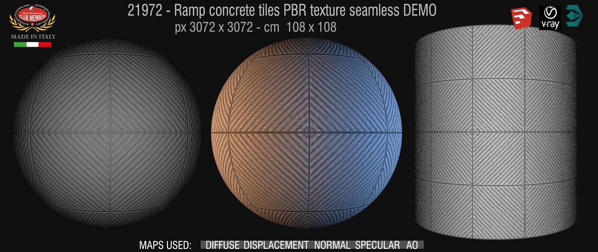 21972 Ramp concrete tiles PBR texture seamless DEMO