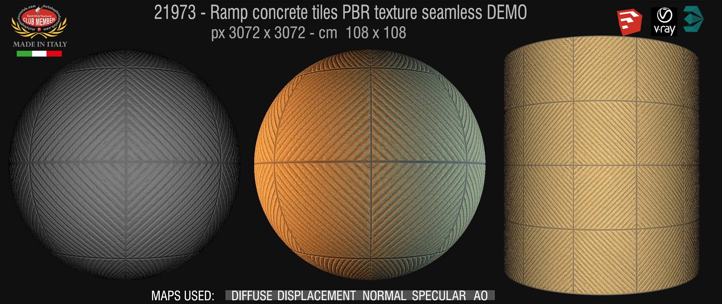 21973 Ramp concrete tiles PBR texture seamless DEMO
