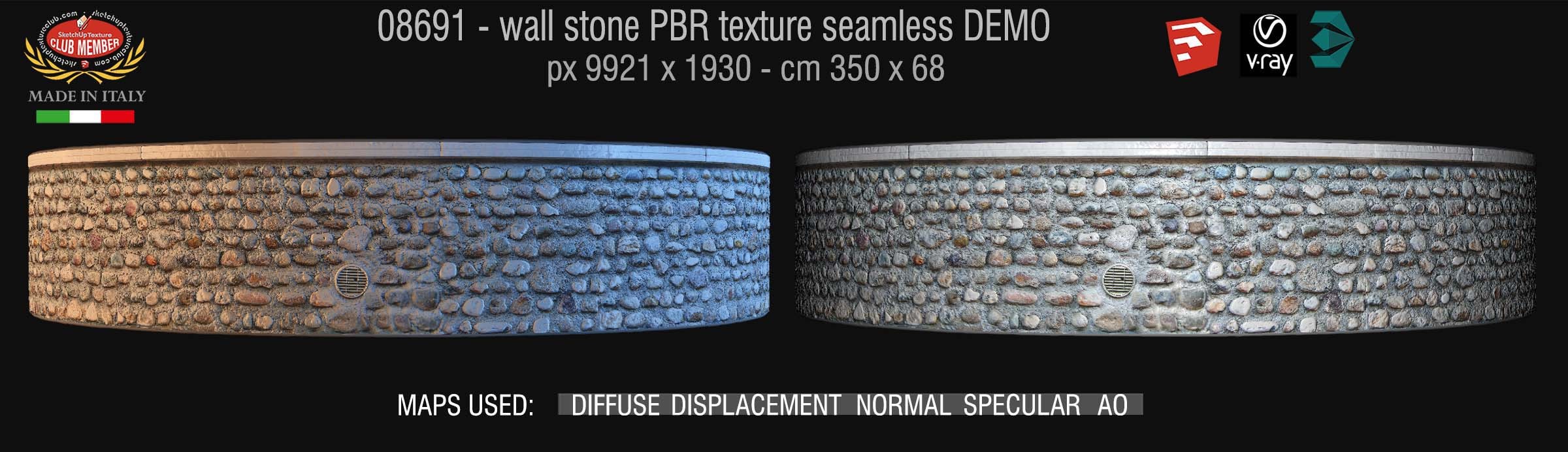 08691 Old wall stone PBR texture seamless DEMO