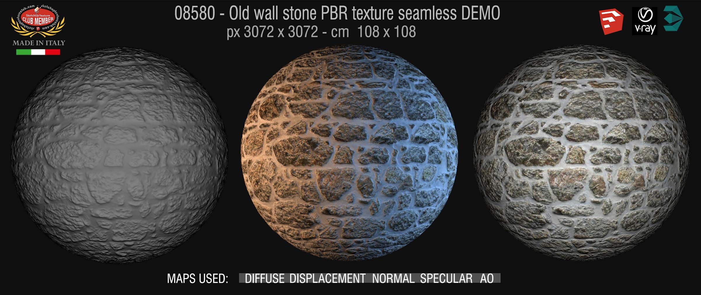 08580 Old wall stonePBR texture seamless DEMO