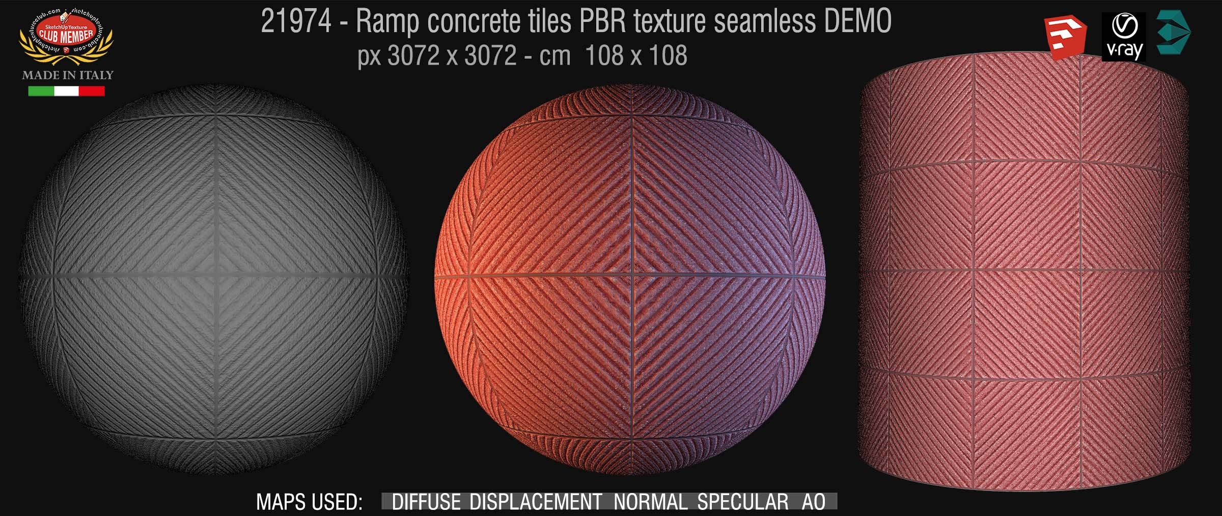 21974 Ramp concrete tiles PBR texture seamless DEMO
