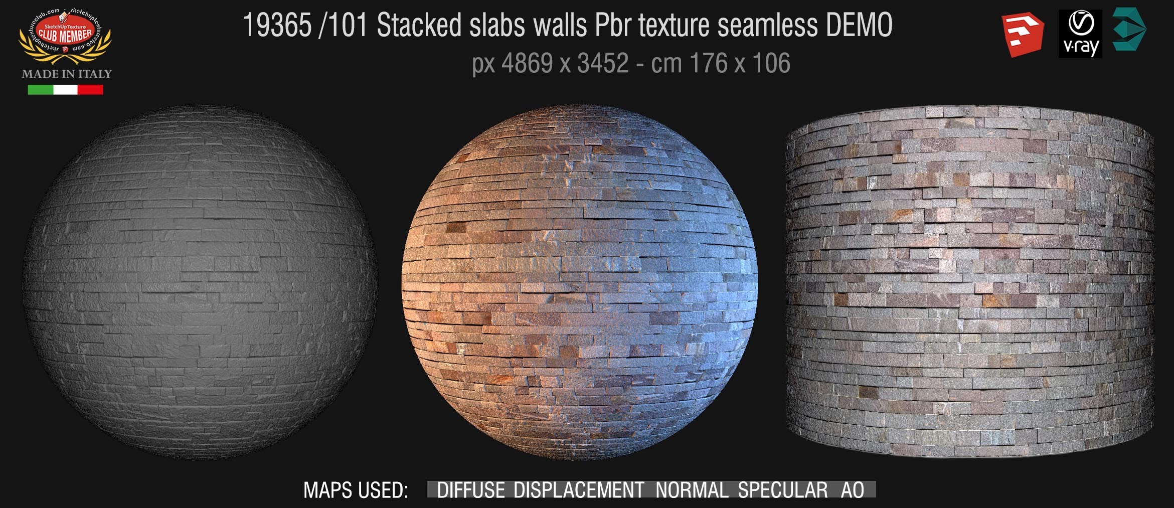 19365 - slate cladding stacked slab seamless texture demo