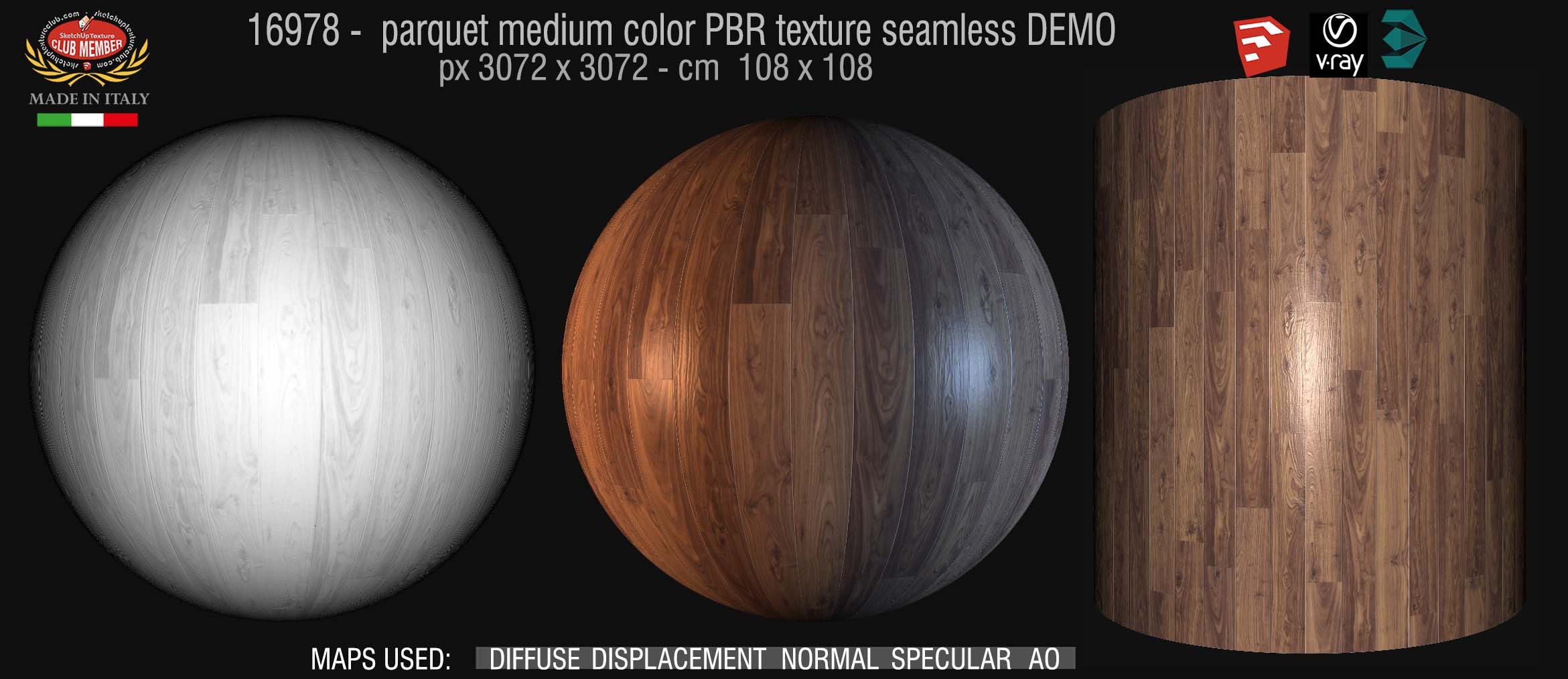 16978 parquet medium color PBR texture seamless DEMO