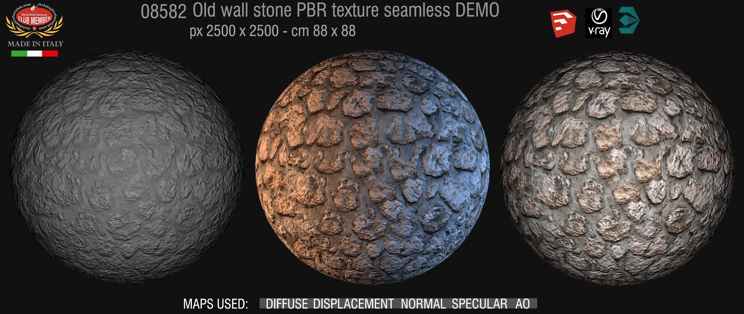 08582 Old wall stone PBR texture seamless DEMO