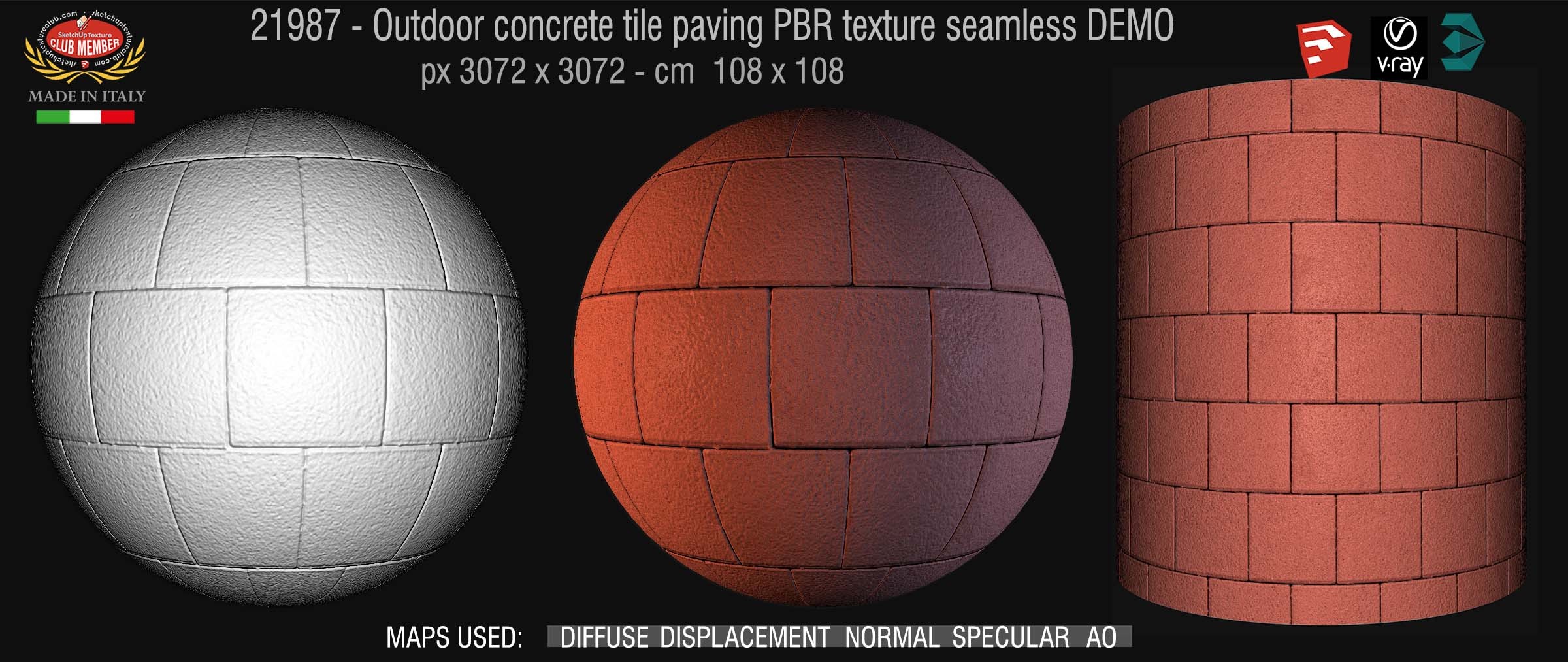 21987 Concrete tile paving PBR texture seamless DEMO