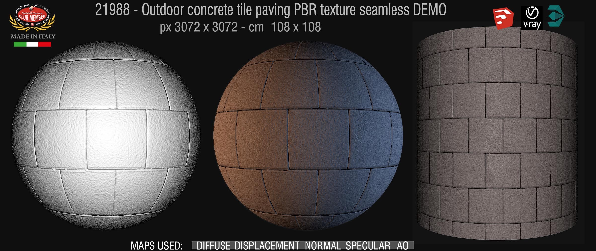 21988 Concrete tile paving PBR texture seamless DEMO