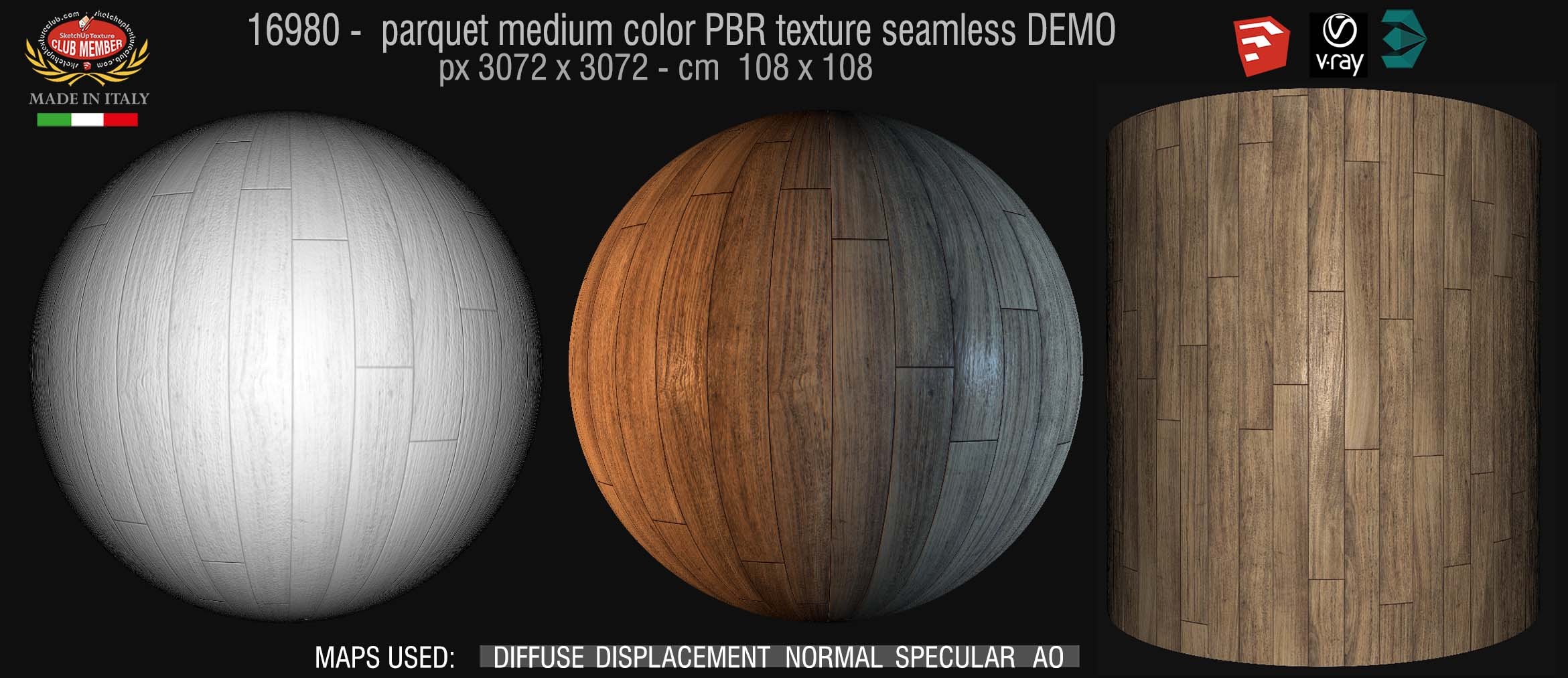 16980 parquet medium color PBR texture seamless DEMO