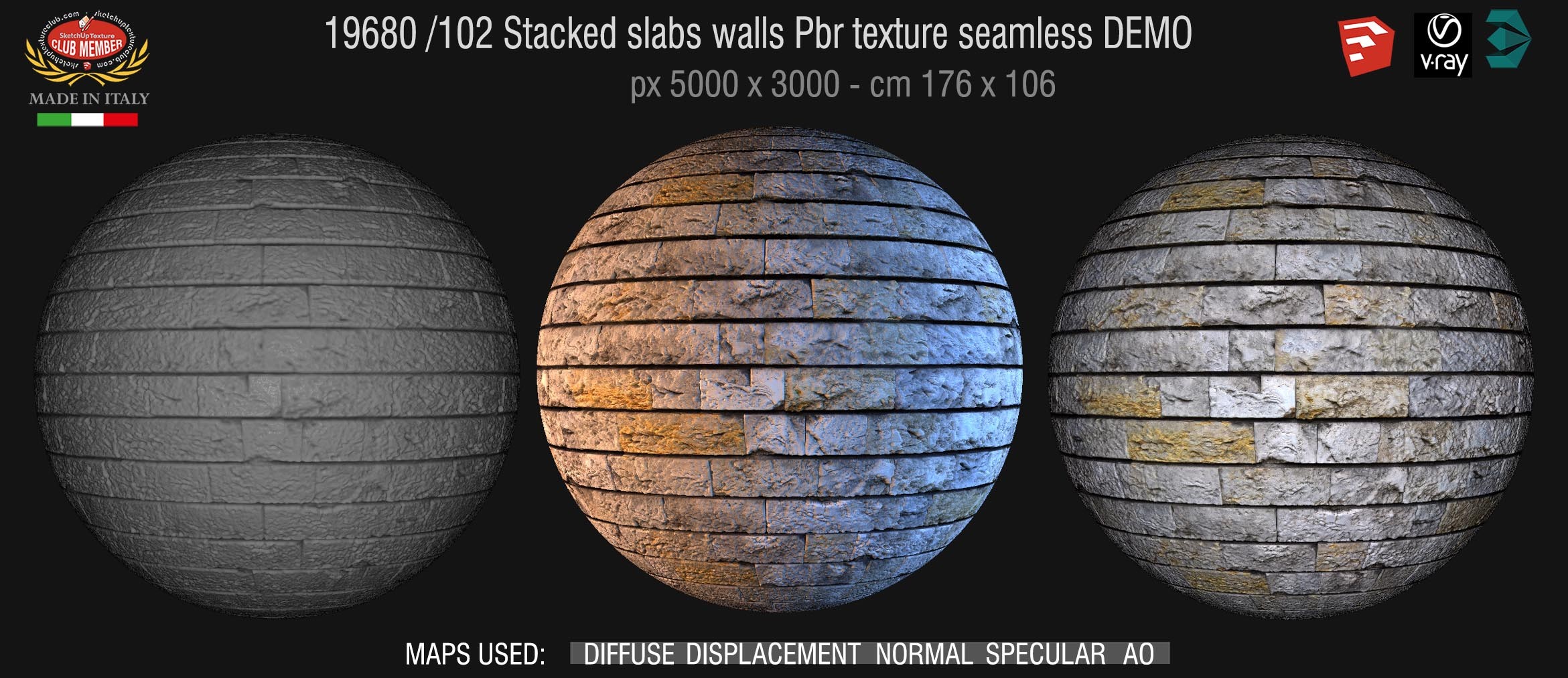 19680 /102 Stacked slabs walls Pbr texture seamless DEMO