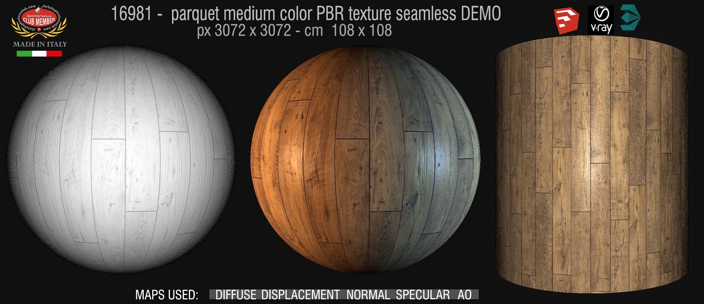 16981 parquet medium color PBR texture seamless DEMO