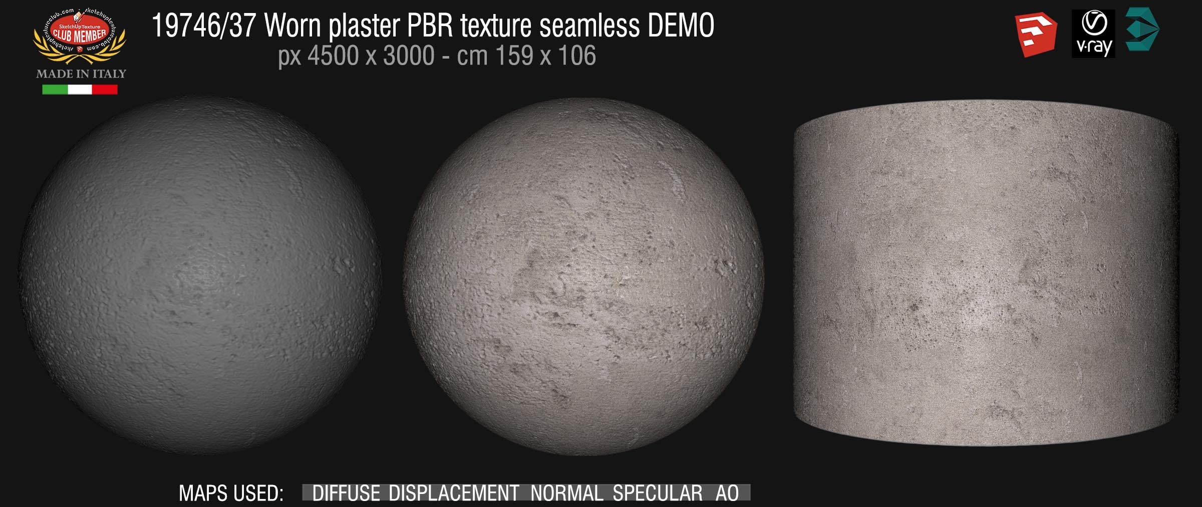 19746_37 Worn plaster PBR texture seamless DEMO