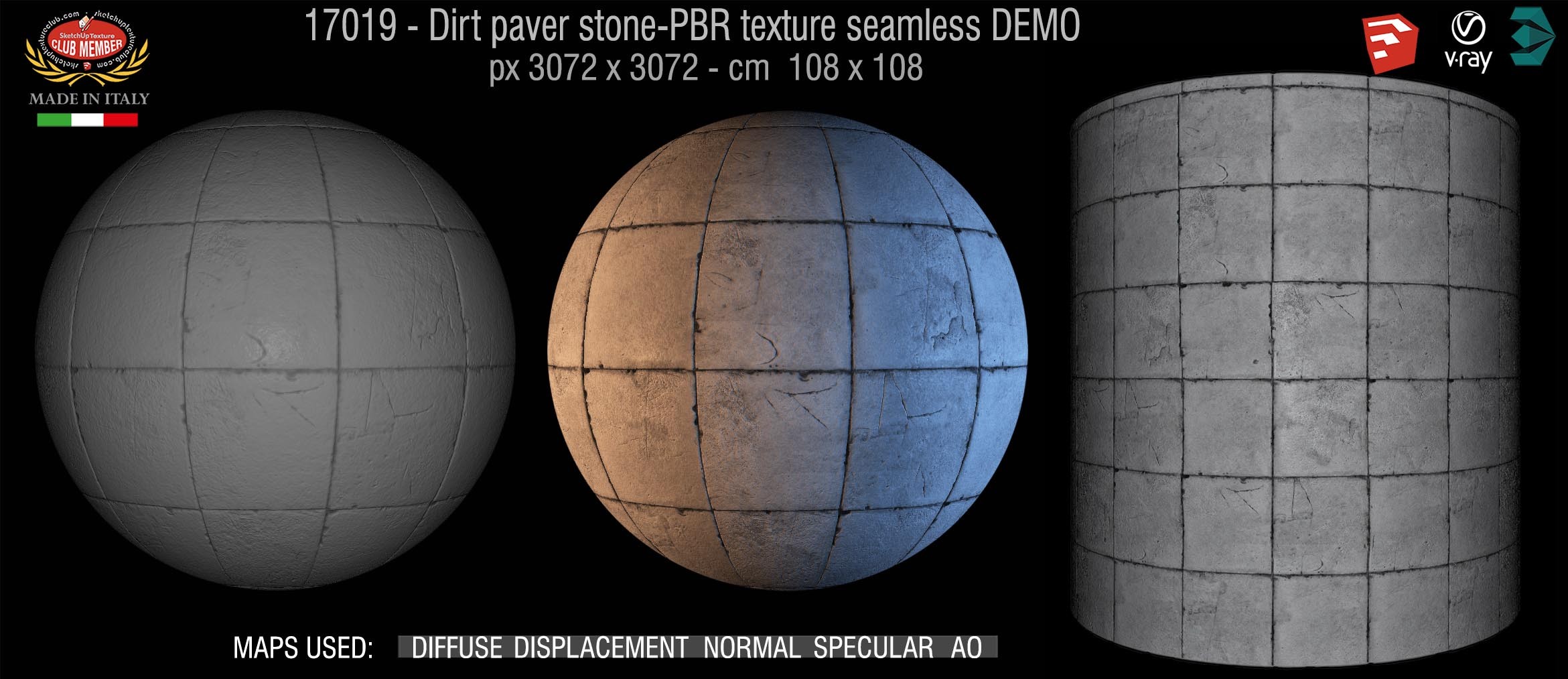 17019 Dirt paver stone PBR texture seamless DEMO