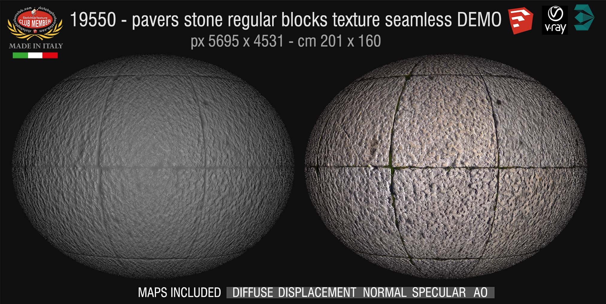 19550 HR Pavers stone regular blocks texture seamless + maps DEMO