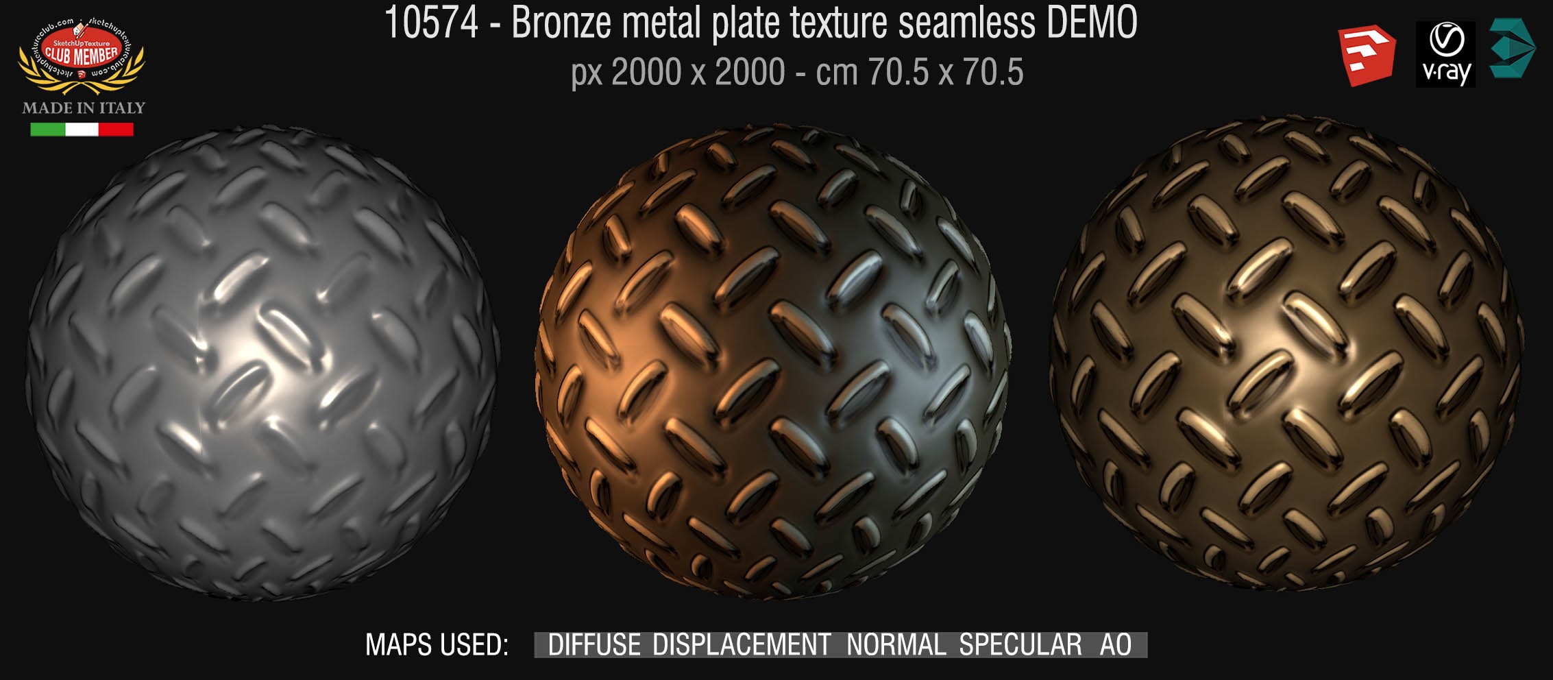 10574 HR Bronze metal plate texture seamless + maps DEMO