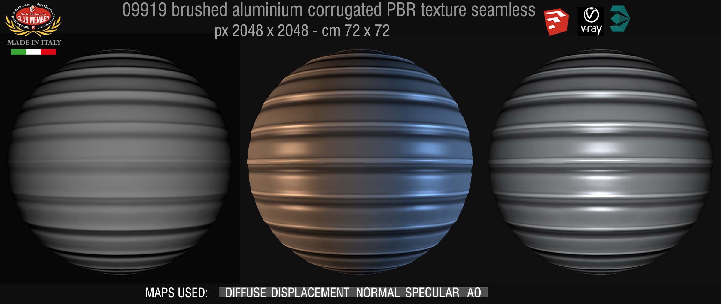 09919 Brushed aluminium corrugated PBR texture seamless DEMO