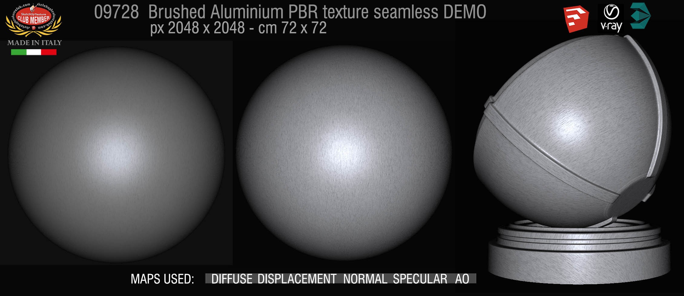 09728 Brushed aluminium PBR texture seamless DEMO