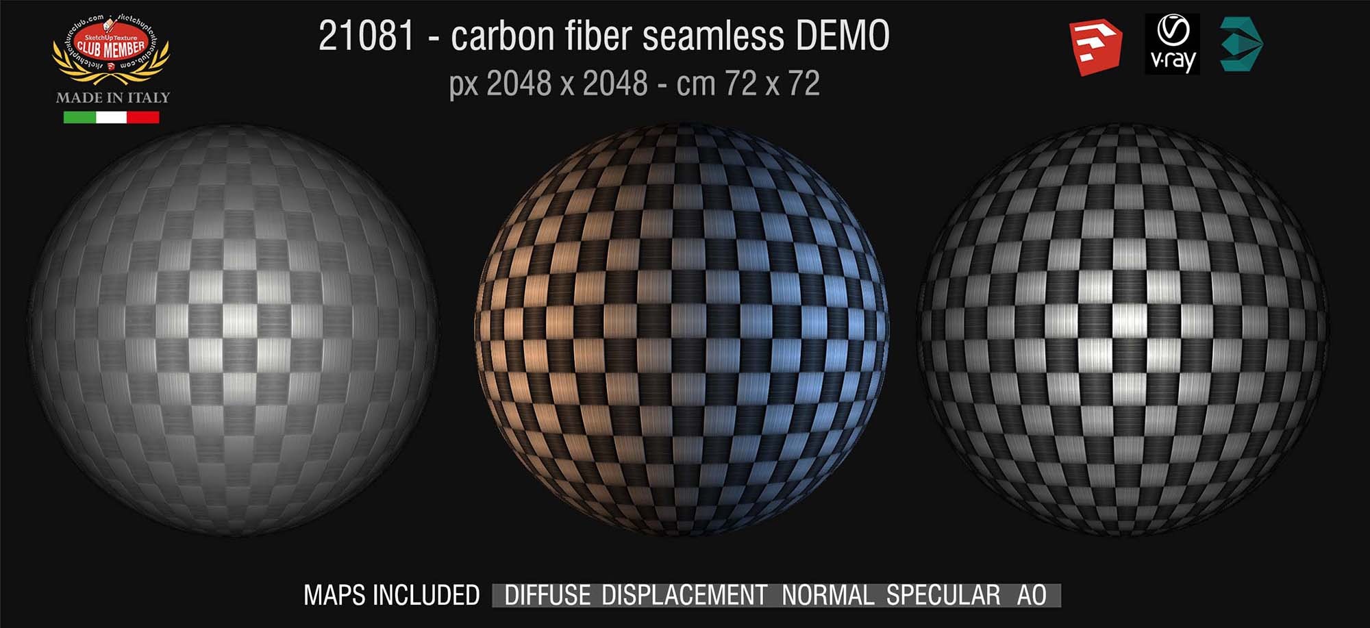 CLICK TO ENLARGE 21081 carbon fiber fabrics textures seamless + maps DEMO