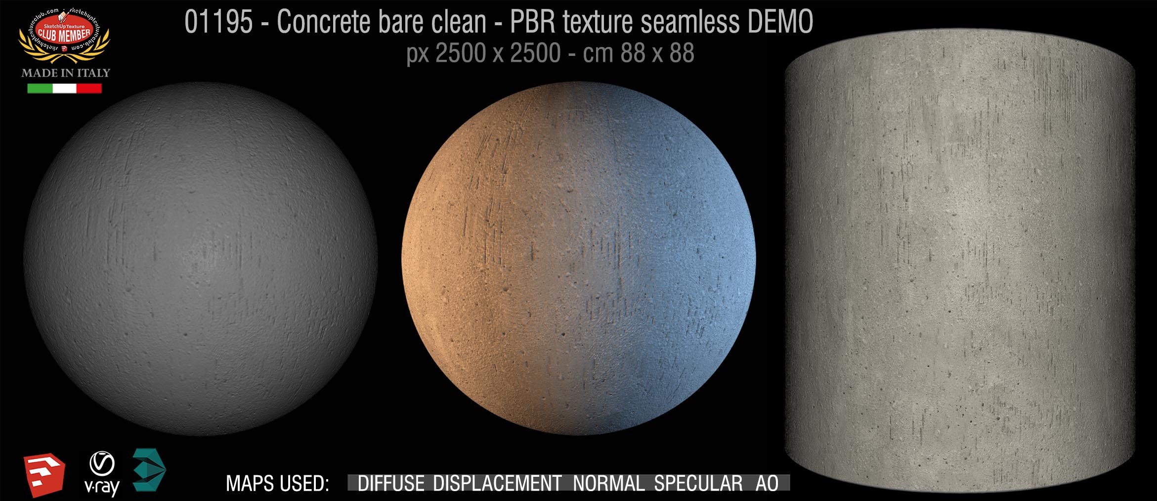 01195 Concrete bare clean-PBR texture seamless DEMO