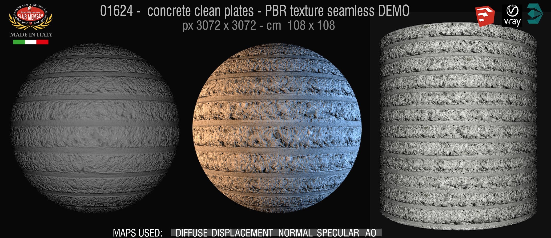 01624 concrete clean plates wall PBR texture seamless DEMO