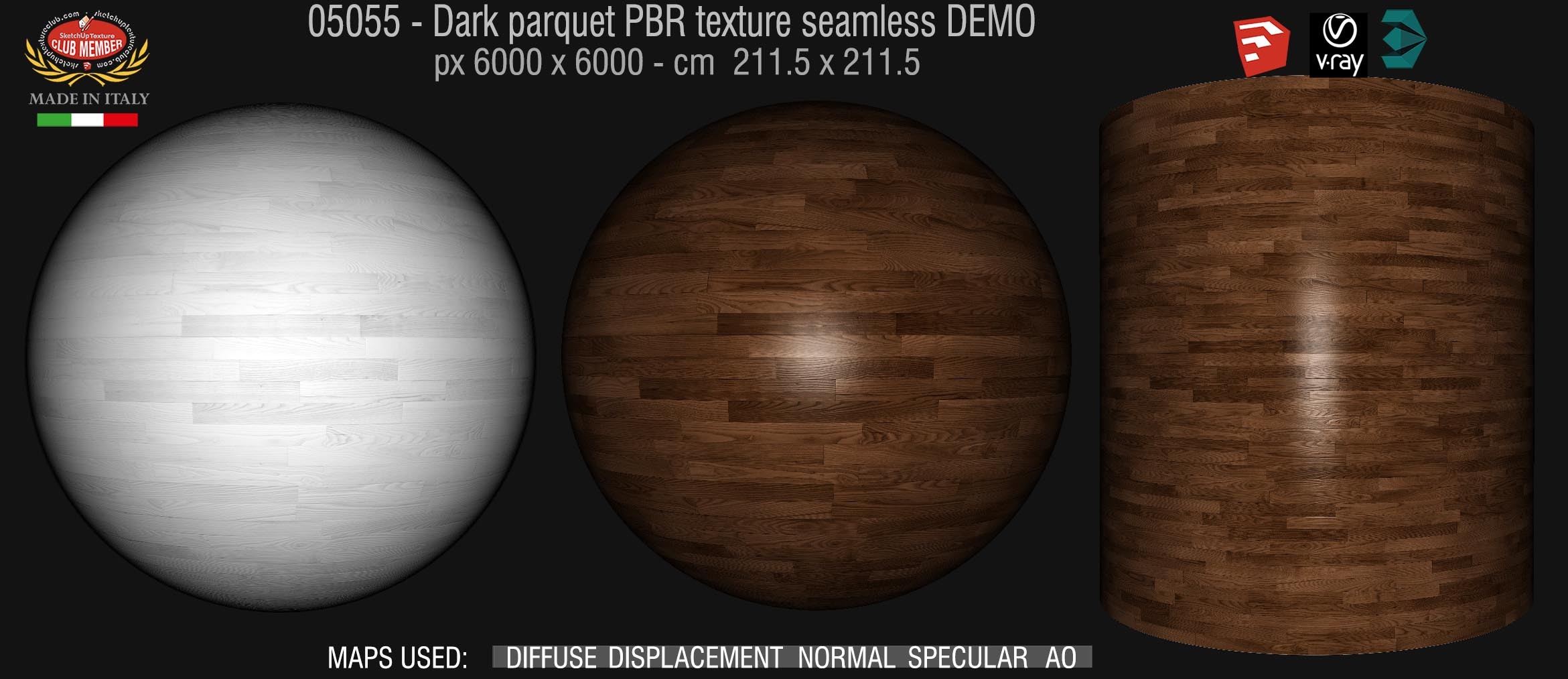 05055 Dark parquet PBR texture seamless DEMO