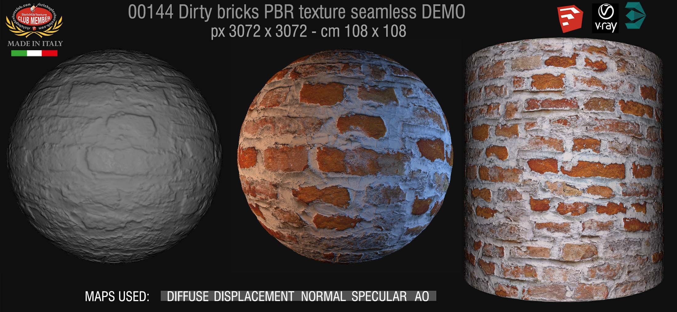 00144 dirty bricks PBR texture seamless DEMO
