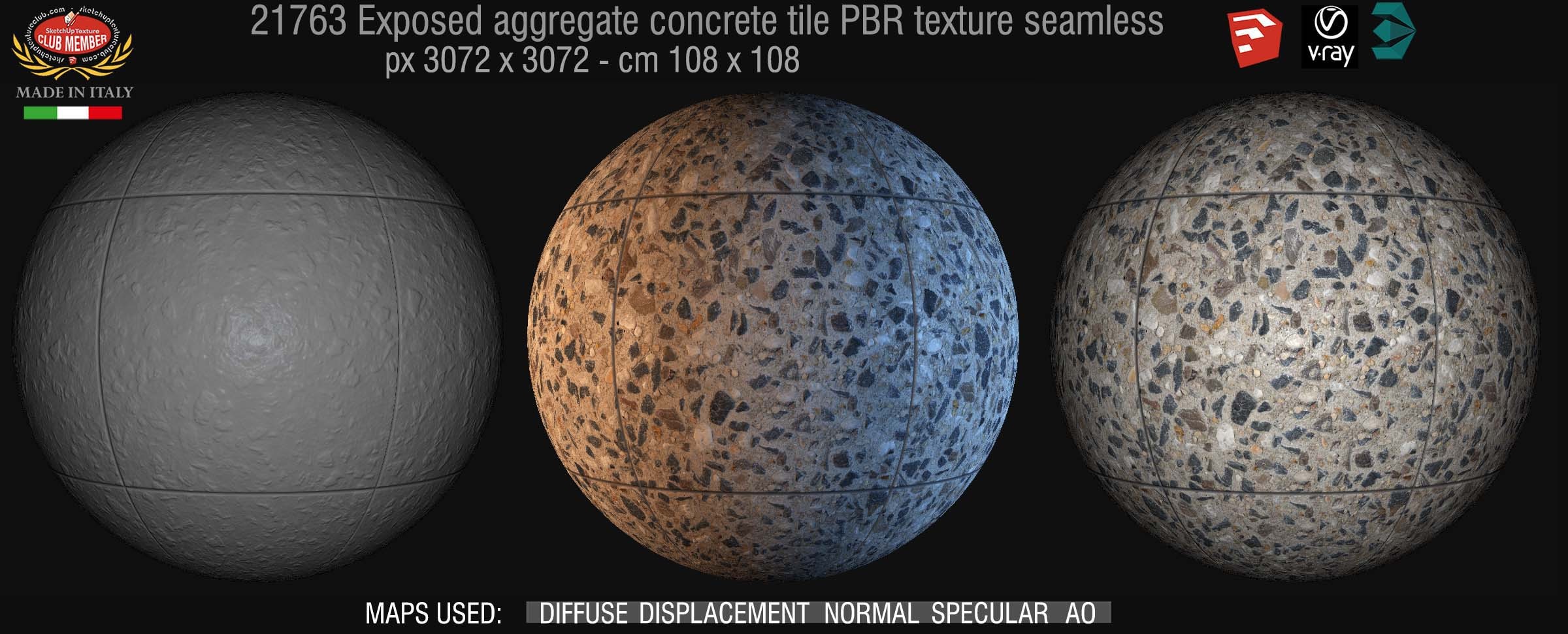 21763 Exposed aggregate concrete tile PBR textures seamless DEMO