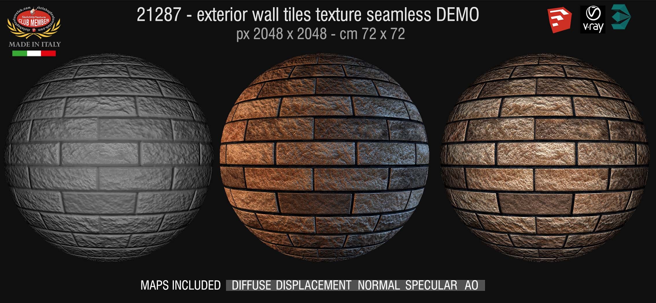 21287 Ceramic exterior wall tiles texture + maps DEMO