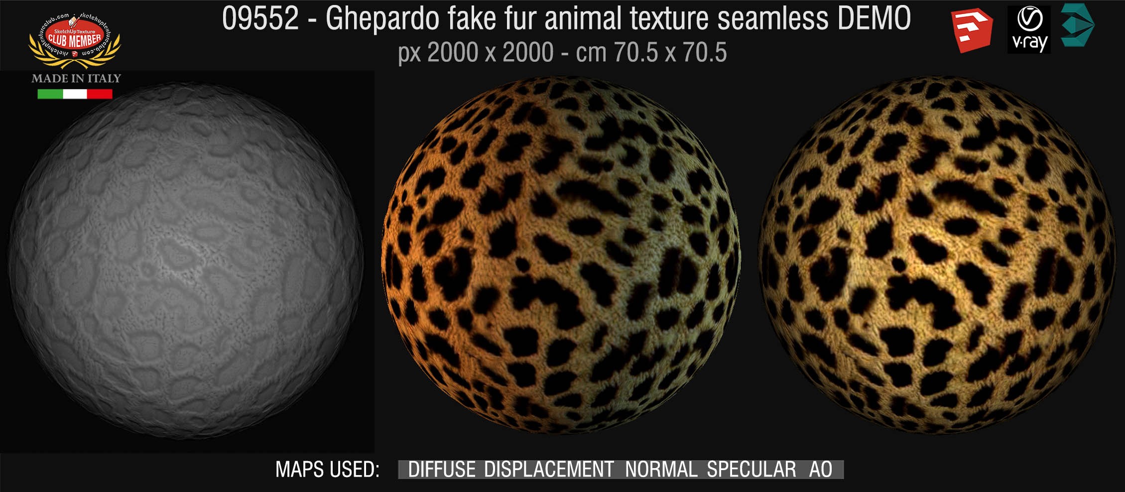 09552 HR Ghepardo fake fur animal texture + maps DEMO