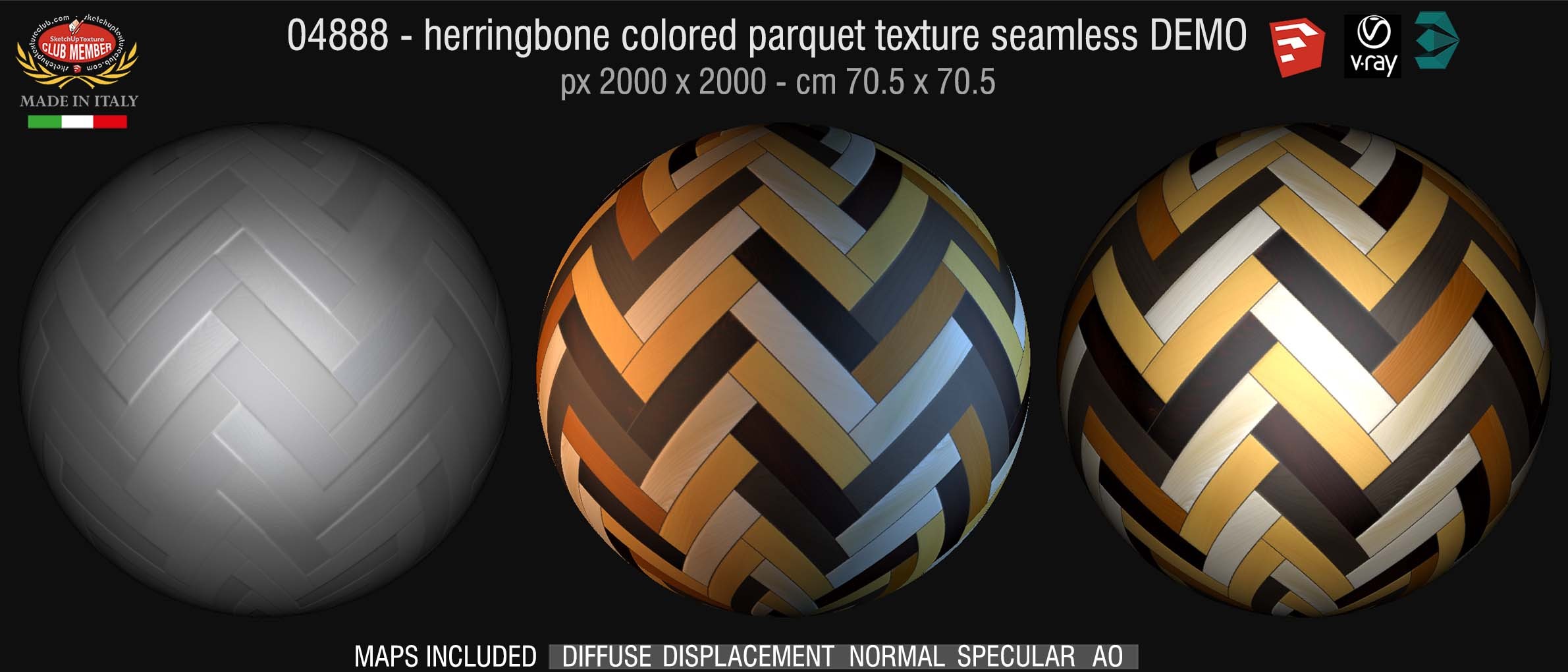 04888 HR Herringbone colored parquet texture seamless + maps DEMO