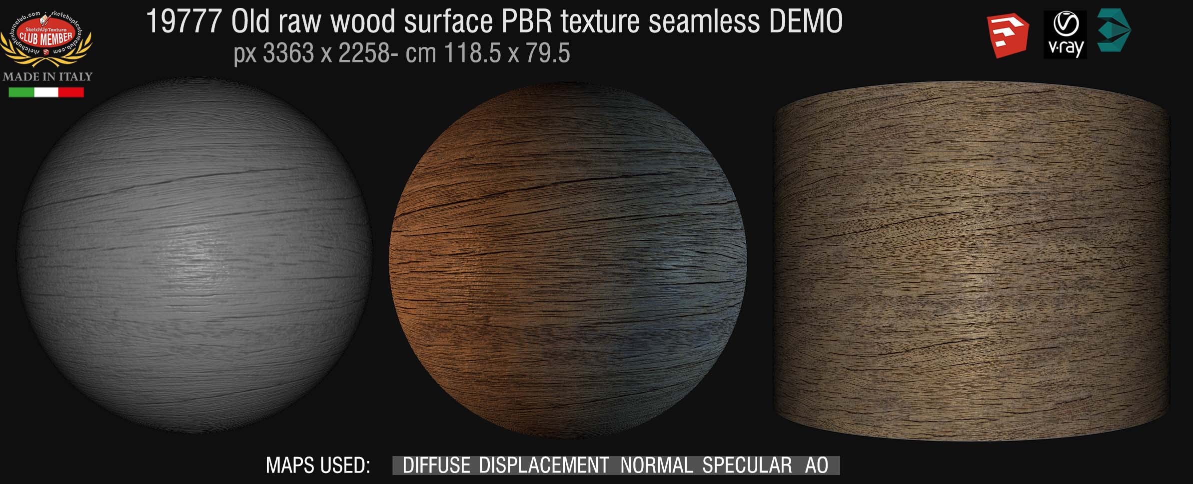 19777 Old raw wood PBR texture seamless DEMO