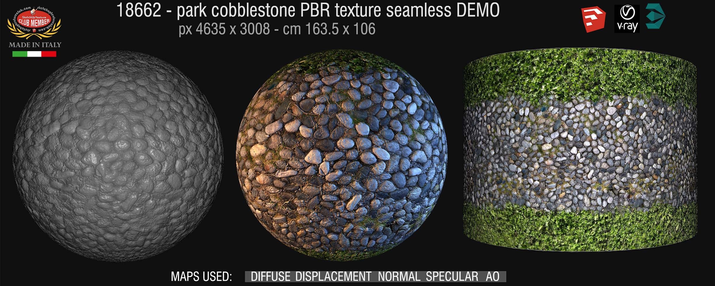 19662 park cobblestone paving PBR texture seamless DEMO