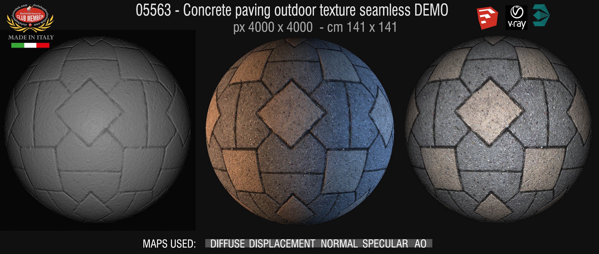 05563 Paving concrete mixed size texture seamless & maps DEMO