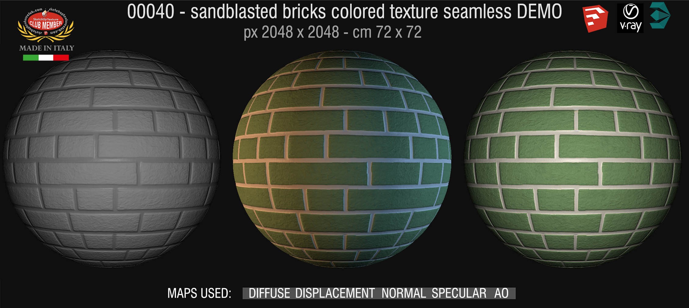 00040 Sandblasted bricks colored texture seamless + maps DEMO