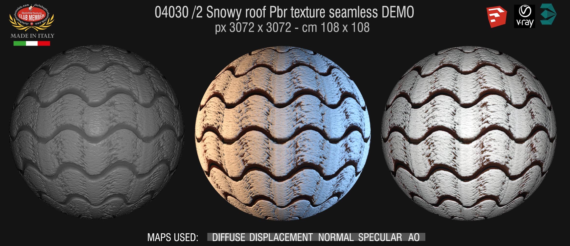 04030 /2 Snowy roof Pbr texture seamless DEMO